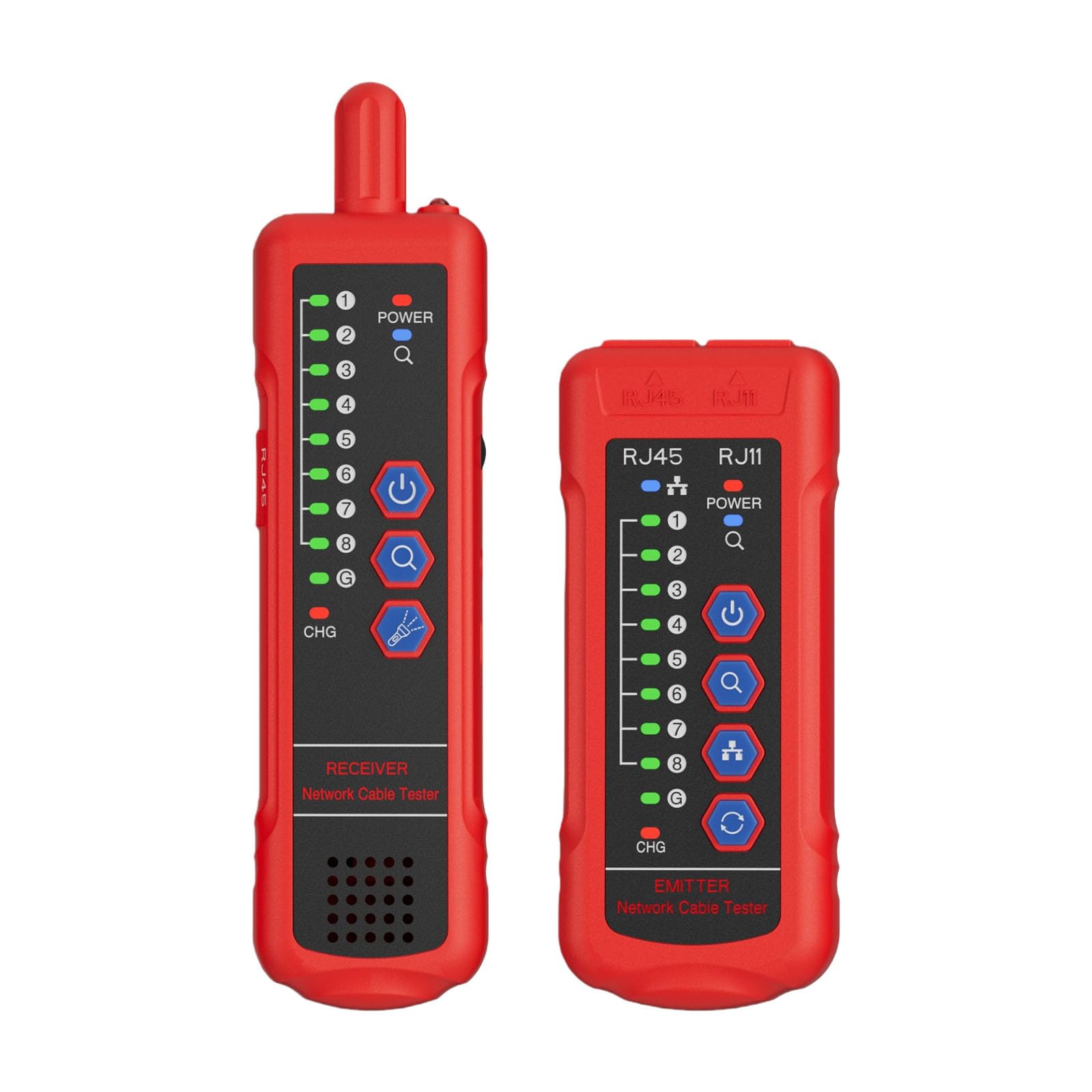 Probador de cable de Internet con diseño impermeable y pruebas a largas distancias, herramienta fácil de transportar para conexión RJ45-RJ11, herramienta de mantenimiento de red doméstica