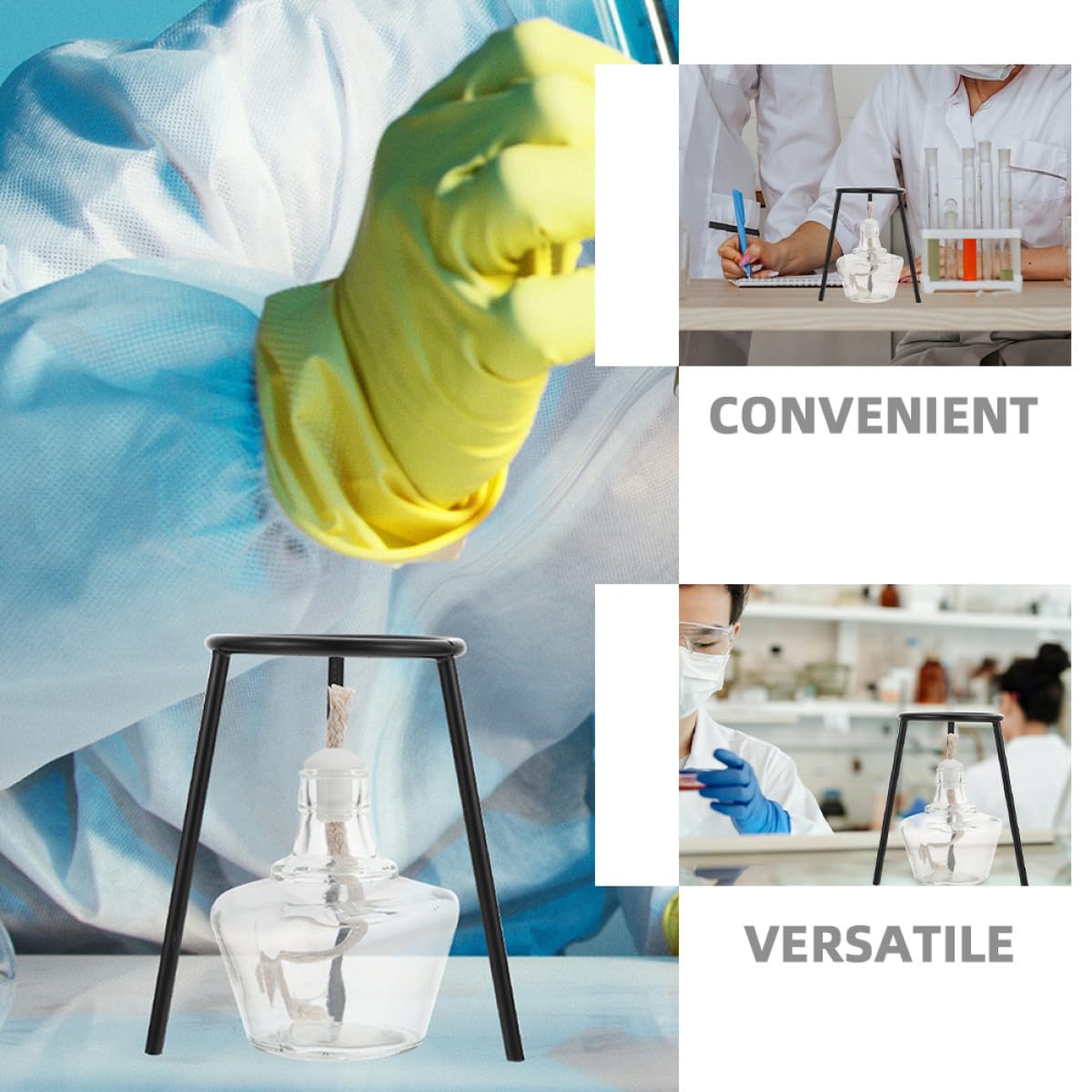 NUOBESTY Laborlampenhalterung 2 Stück aus Eisen und Einfacher Bedienung mit Hoher Temperaturbeständigkeit Schwarzes Heizstativ für Chemische Experimente und Labore