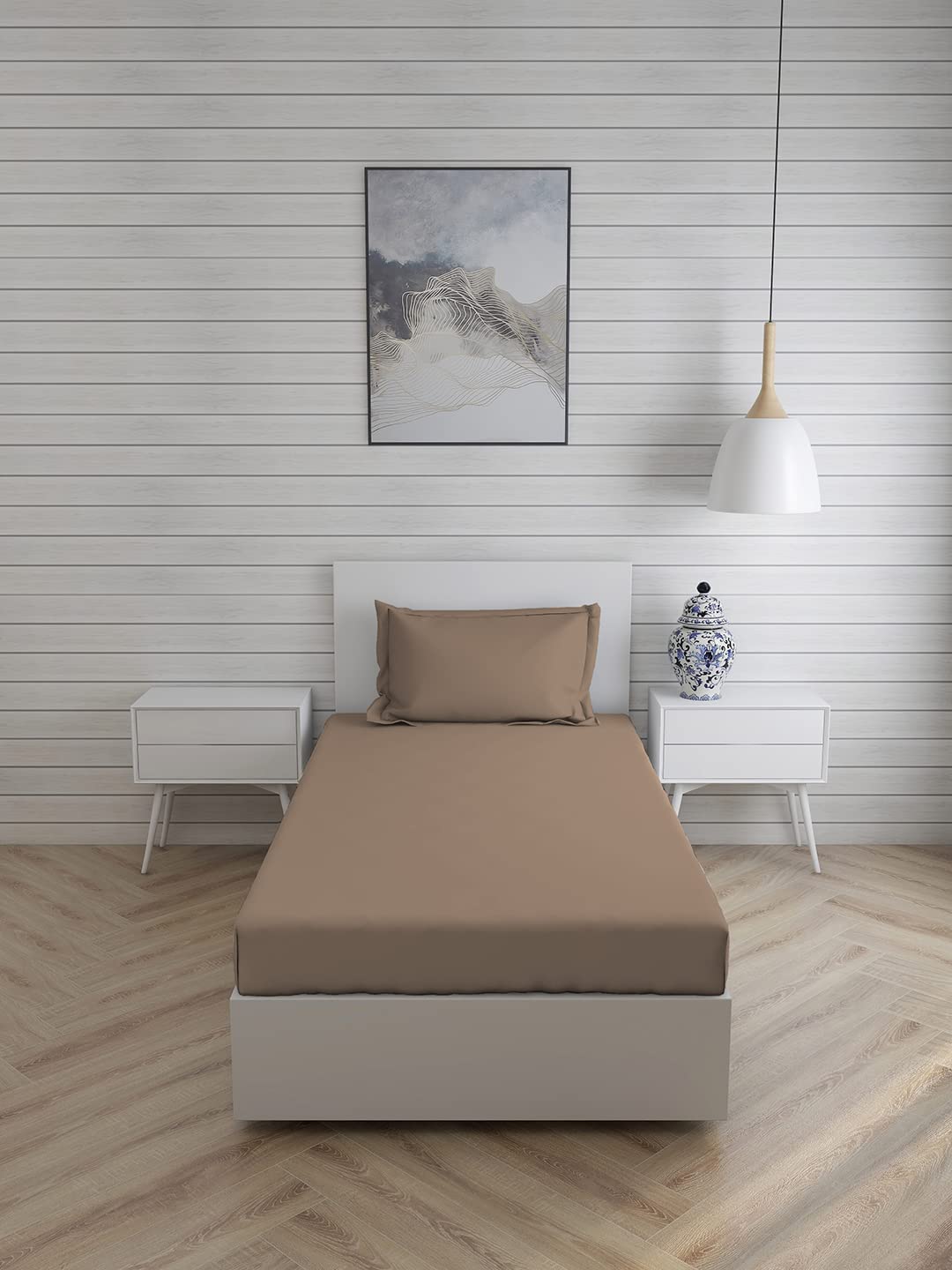 Shri Anand Creations Cotton Fast Color Solid/Plain Brown Bedsheet For Single Bed With 1 Pillow Cover-image-21