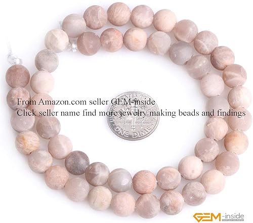 Miniatura 3 de GEM-Inside - Cuentas sueltas de piedra solar natural genuina mate de 0.315 pulgadas (0.315 in), piedra de energía de cristal para fabricación de