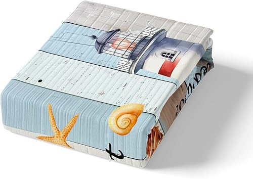 Miniatura 4 de Juego de funda de edredón de faro rústico, juego de ropa de cama vintage de madera de granja de 3 piezas para niños, adolescentes y adultos,