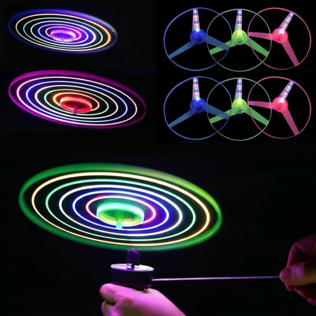 6 Sets LED Flying Set, Fun Flying Saucers Toys for Kids with Flashing Lights, Flying Toy Outdoor Toys Glow in The Dark Party Supplies Party Favors for Kids 4-8 8-12