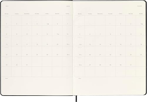 Miniatura 5 de Moleskine DHB12WN4Y24 Notebook, Beginning January 2024, Weekly Diary, Hardcover, XL Size (W x H x H) 7.5 x 9.8 inches (19 x 25 cm), Black