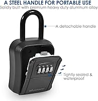Vista 8 de Caja de bloqueo de llave, caja de bloqueo de combinación de 4 dígitos para montaje en pared, impermeable para exteriores, caja de contraseña segura