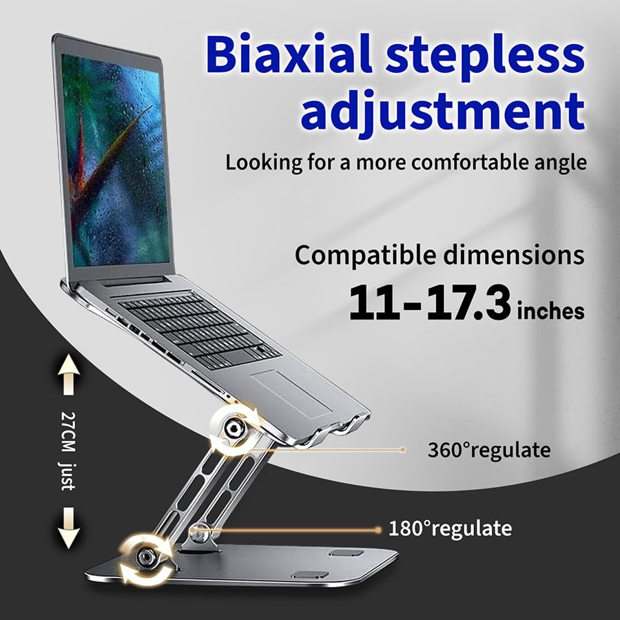 URBAN KINGS Aluminum Laptop Stand, Ergonomic Adjustable Notebook Stand, Riser Holder Computer Stand Compatible More 10-15.6" Laptops 36 611YViFYleL