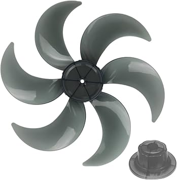 Plastic 6-Blade Fan Replacement for 16 Inch Standing and Table Fans, Quiet For Blades with Nut Cover, For Easy to Clean Grey Part