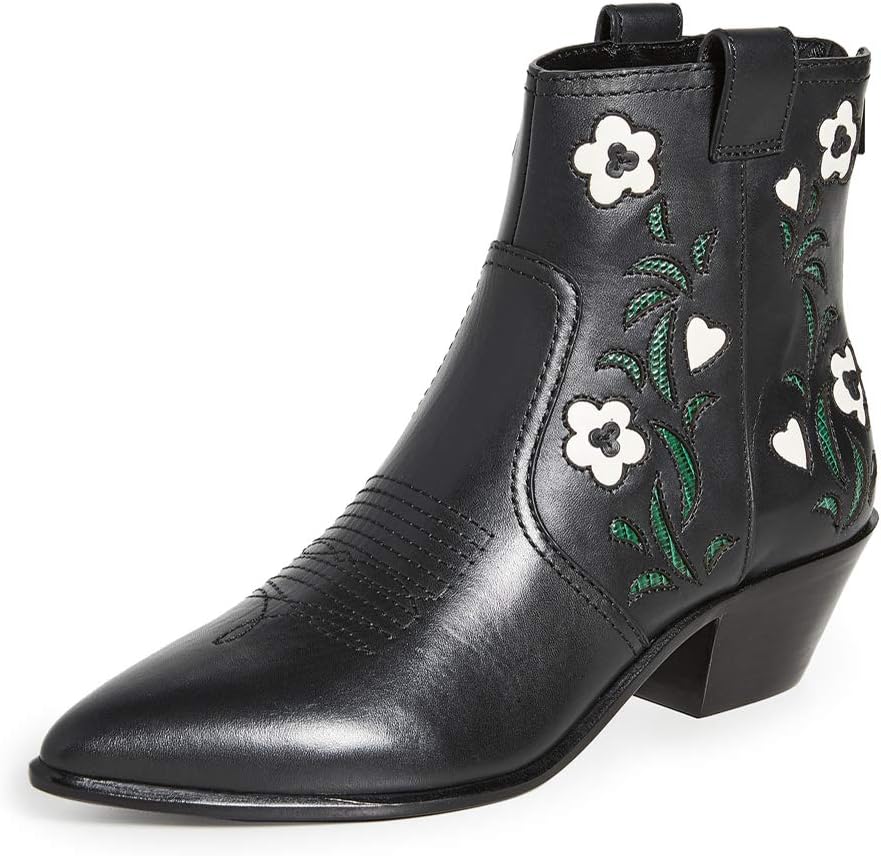 LOEFFLER RANDALL Women's Joni-Vato Ankle Boot, Black/Floral, 5.5 Medium US
