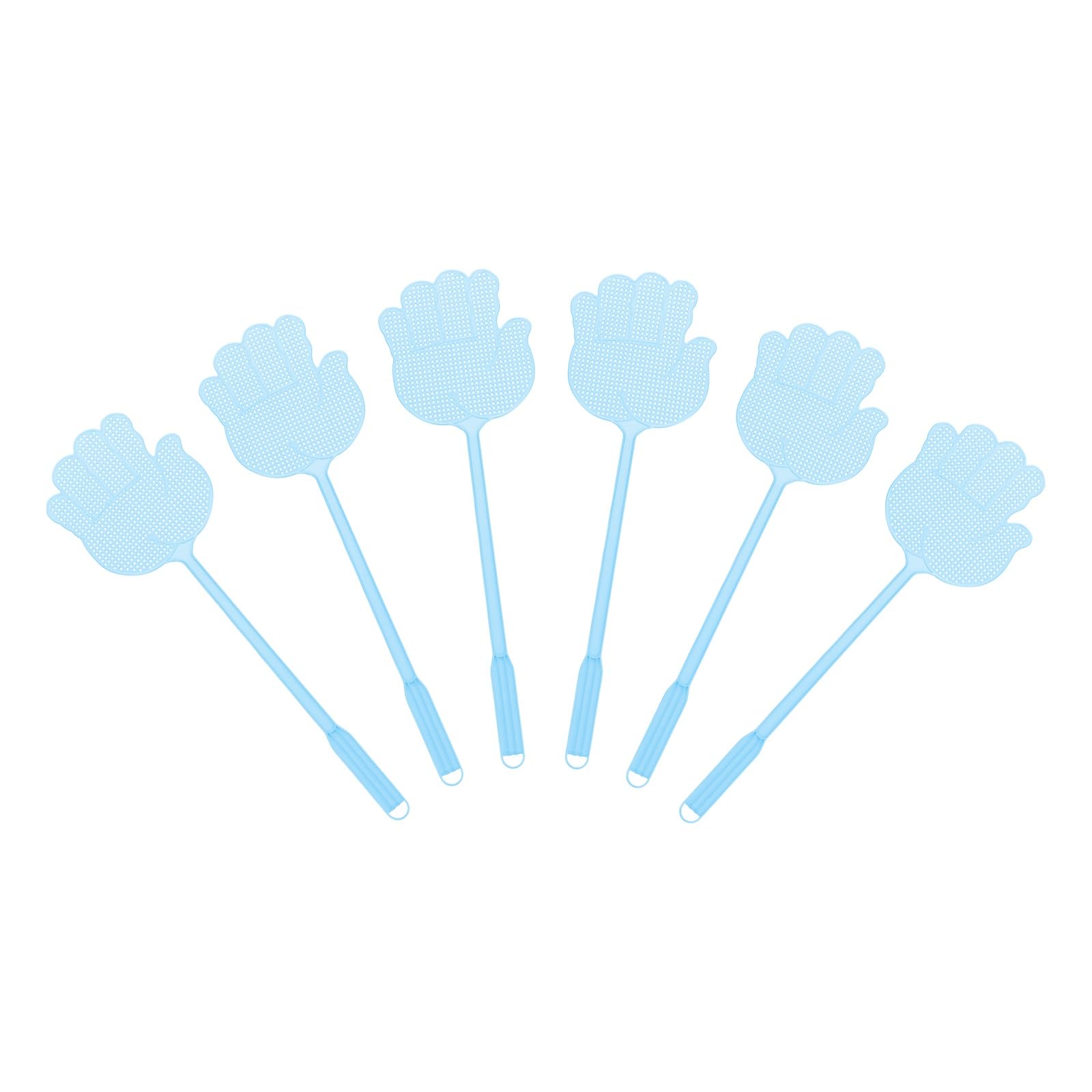 sourcing map 6pcs Fly Swatter 5.7"x5.3" Plastic Manual Heavy Duty Long Handle Fly Swatter for Home Indoor Outdoor, Blue