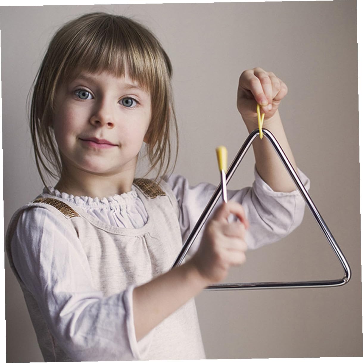 Triangolo Musicale in Ferro 5 Set con Bacchette per Bambini | Argento, Design Semplice e Lavorazione Fine, Leggero e Pratico, Back To School Party