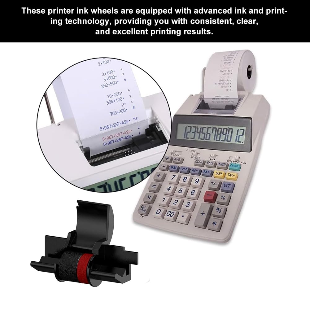 Rullo di Inchiostro del Nastro IR-40T, Rullo dell'Inchiostro per IR-40T Calcolatrice Stampante, Roller Ricambio IR-40T per Nastro Ink Compatibile con Canon CP13/MP-12D/MP-120DH, in ABS POM, 3 Pezzi
