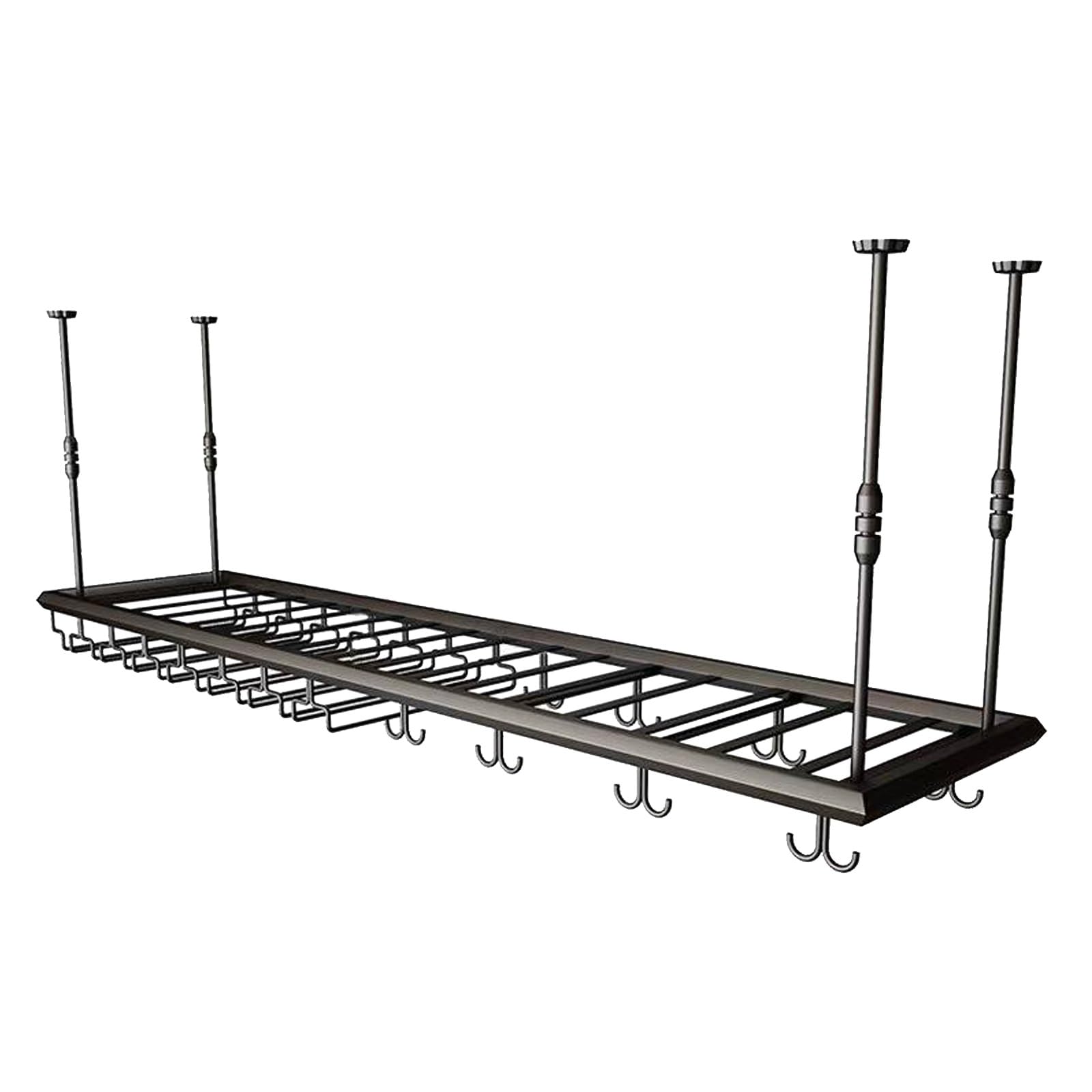 ASYJVWYZ Adjustable Height Hanging Wine Rack, Ceiling-Mounted Wine Bottle, Industrial Metal Storage Shelf For Bar, Kitchen, Cafe Decor(Style B,150x30cm/59x12in)