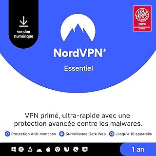 NordVPN Essentiel, 10 Appareils, 1 An, VPN & Cybersécurité, Code numérique