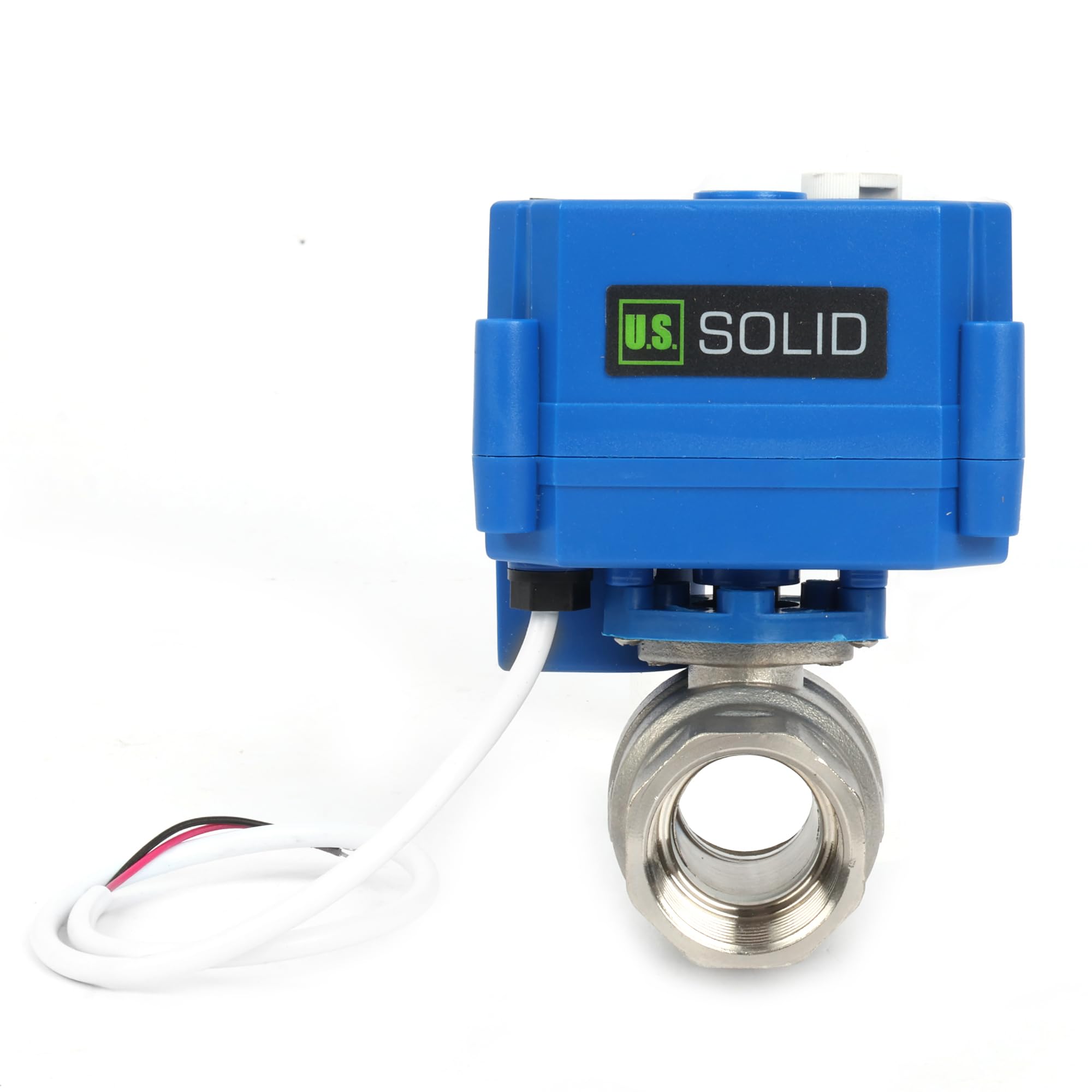 U.S. Solid Valvola a sfera motorizzata in acciaio inossidabile 3/4" - 85-265V AC, ritorno automatico 2 fili, comando manuale, normalmente aperta, porta completa