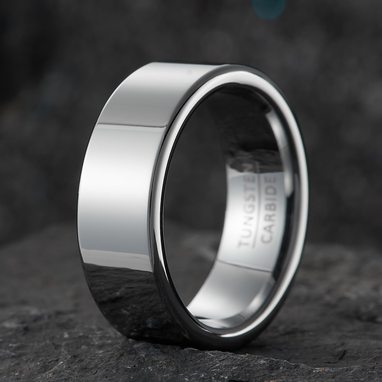 Fascia Piatta Classica - Anello Nuziale in Tungsteno Alta Lucidatura Larghezza 8mm per Uomo e Donna (Misura USA)