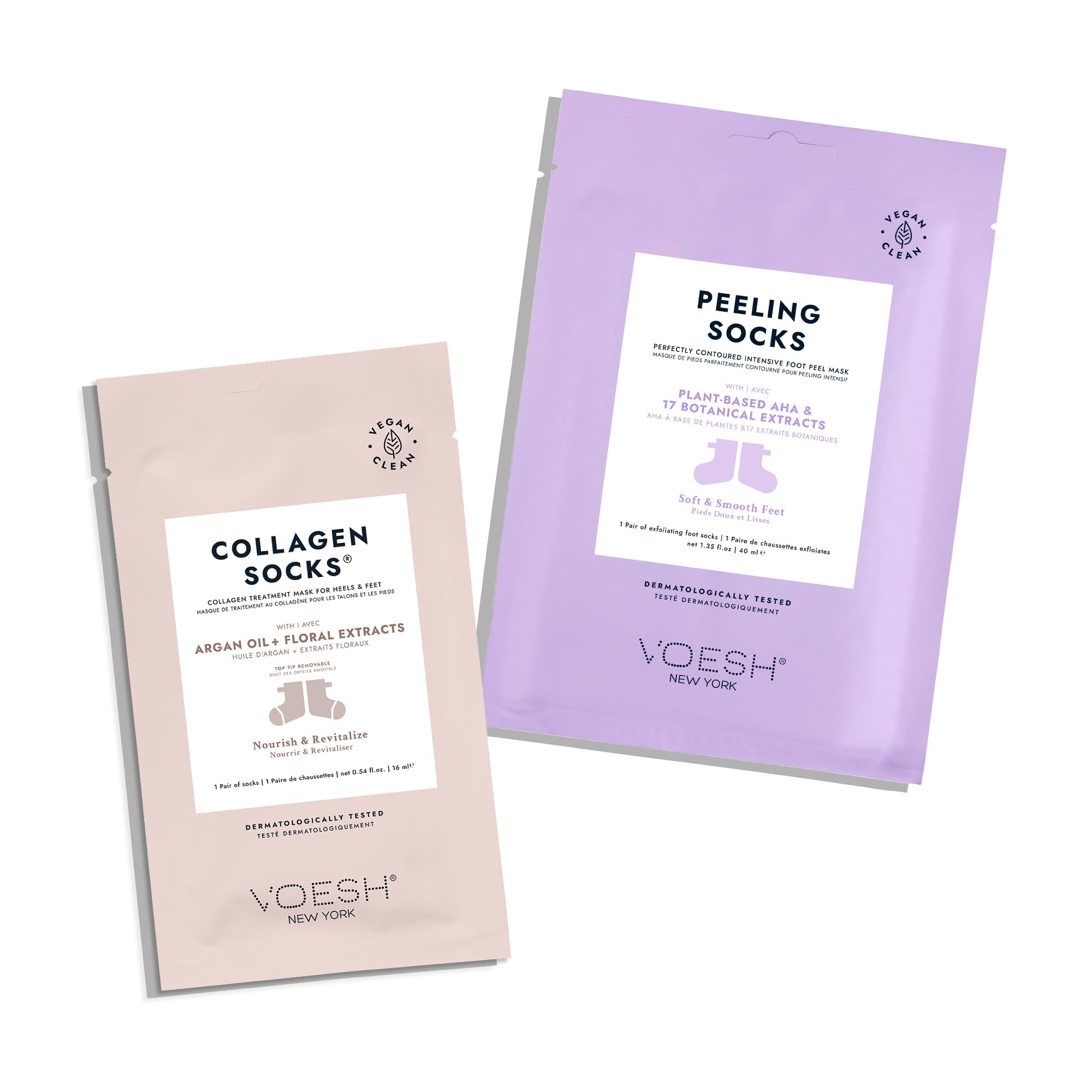 Voesh New YorkExfoliating Peeling Socks, Foot Peel For Dry Feet, Vegan Beauty, Callus Remover, Intensive Foot Treatment, At Home Spa, Treatment Socks