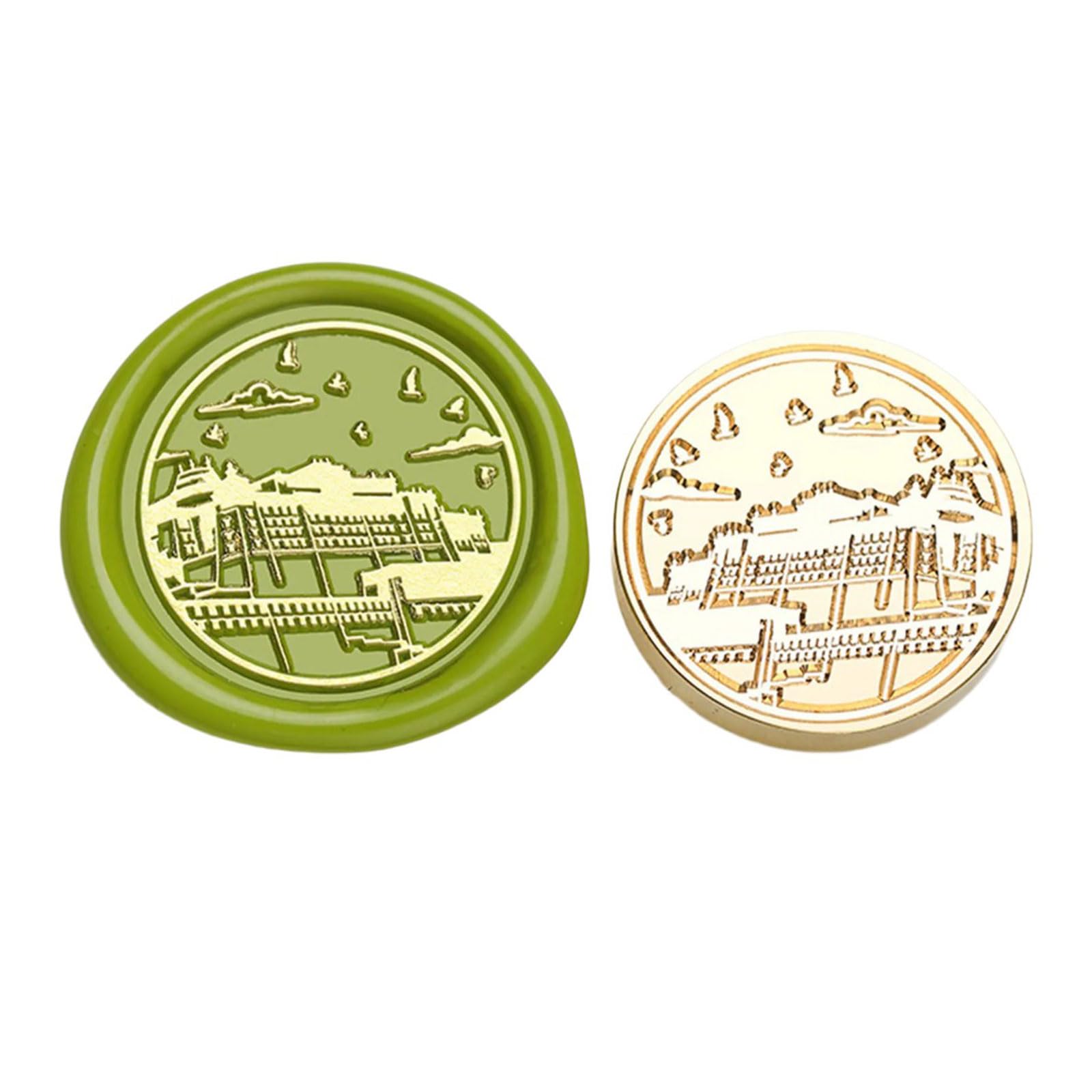 Yhplxyuus Landmark Building Themed Seal Stamp Round Metal Seal Stamp Head for Envelope Card Scrapbooking Embellishment Great Wall of China