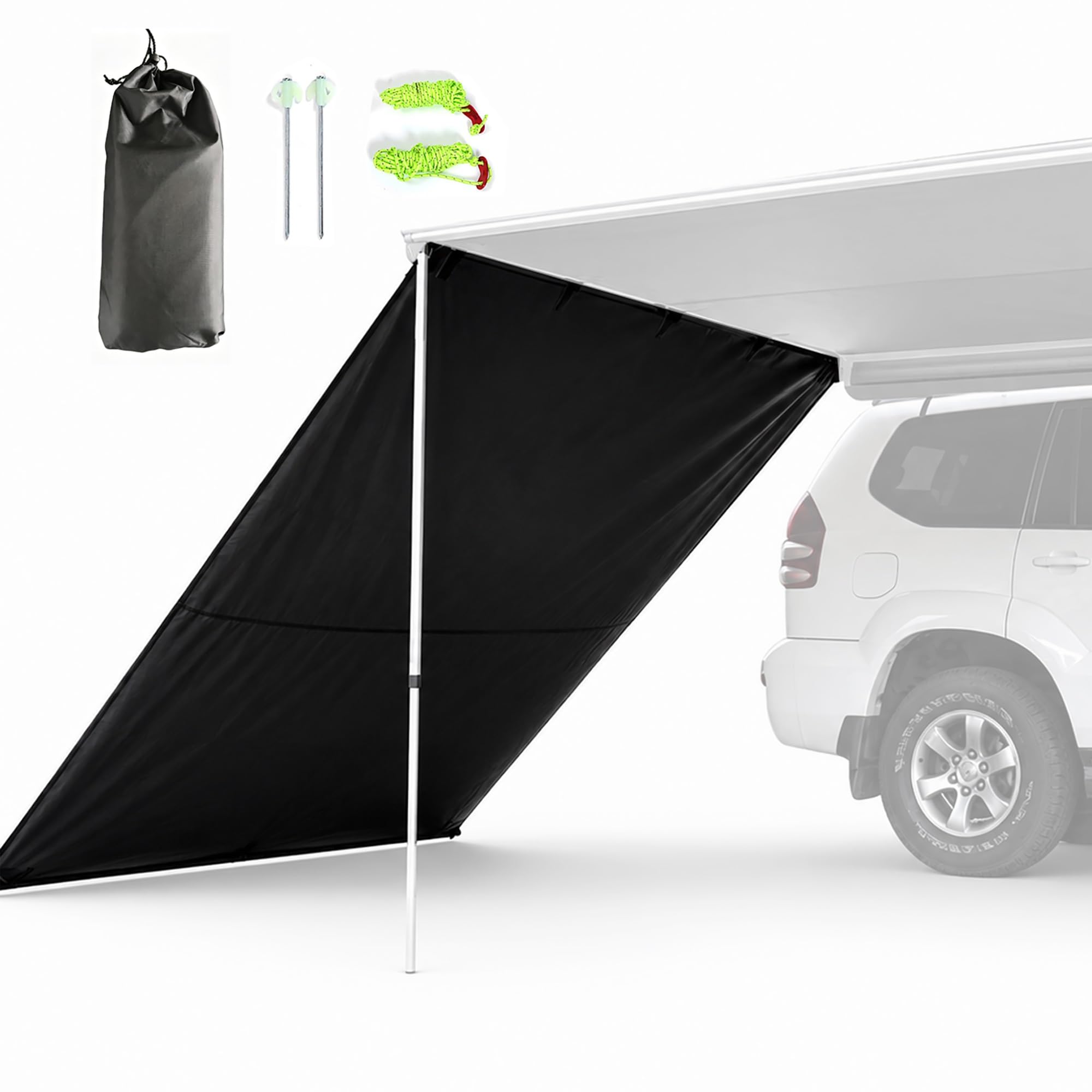 Mehrseitige Fahrzeug Vorzelt Erweiterungswand, Markise Auto 420D Oxford wasserdichte Vorzeltwand Set, UPF 50+ Sonnenschutz Verdeck für Camping Einsatz(Black,200x250cm/6.6x8.2ft)