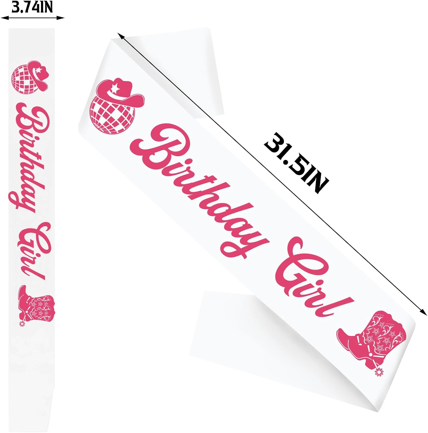 Hot Pink Birthday Sash for Women, Disco Cowgirls Birthday Sash for Women Western Cow Theme Bday Party Decorations Last Rode, Retro Horse Bday Party Supplies Favors