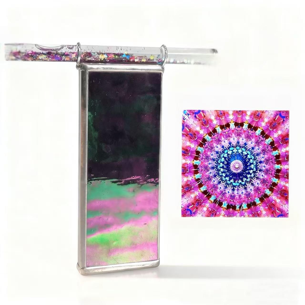 Morlenscope 6" Seashell Kaleidoscope For Adults-With 2 Pieces 6" Glitter Wand,Handmade Tiffany Stained Glass Adult Kaleidoscope,Classy Gift Box,Special Birthday Gift,Anniversary Wedding Gift (purple)