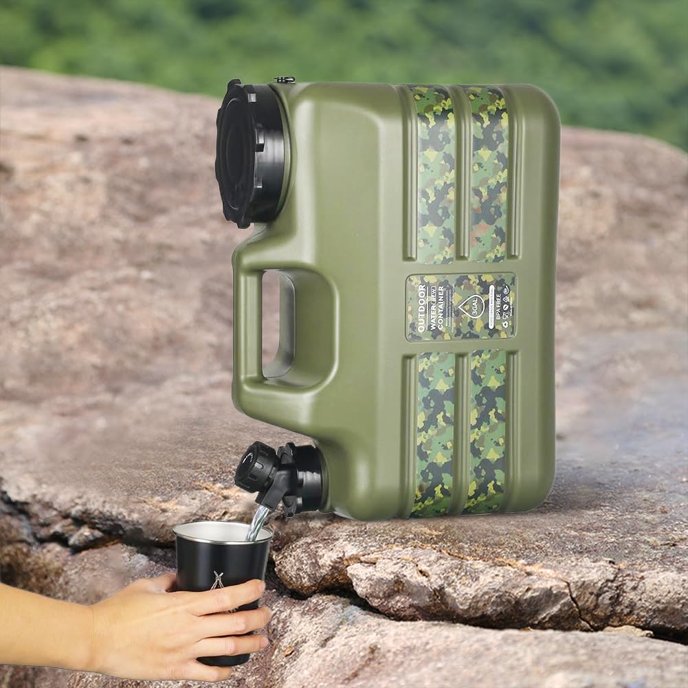 ASIEIT Bidón de Agua con Grifo de 11L, Bidón de Agua para Camping, Tanque de Agua Portátil Multiusos sin BPA, Tanque de Agua para Camping con Asas, Bidón Antifugas, para Emergencias y Exteriores