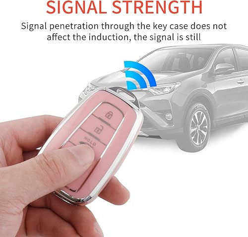 Miniatura 5 de YO&YOYE Funda para llavero Toyota con llavero, funda de protección de TPU suave rosa para Camry RAV4 Highlander Avalon C-HR Prius Corolla GT86