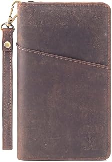 Goatter Hunter Leather Travel Wallet & Passport Case – Family Organizer for Men & Women, Secure Brown Design — Travel Safety