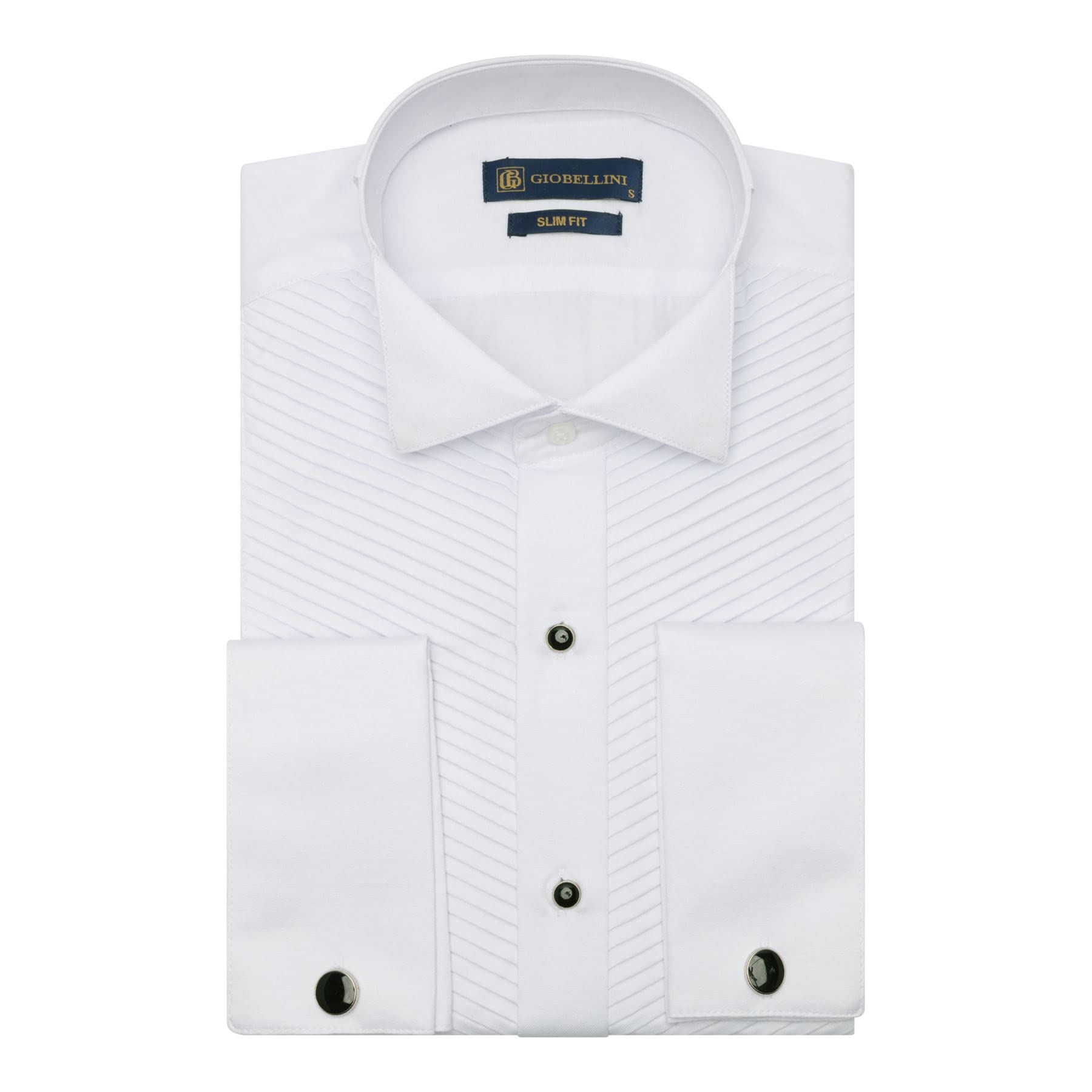 TruClothing.com Weißes Hemd für Herren mit Flügelkragen Smoking Doppelmanschette Satin Baumwolle