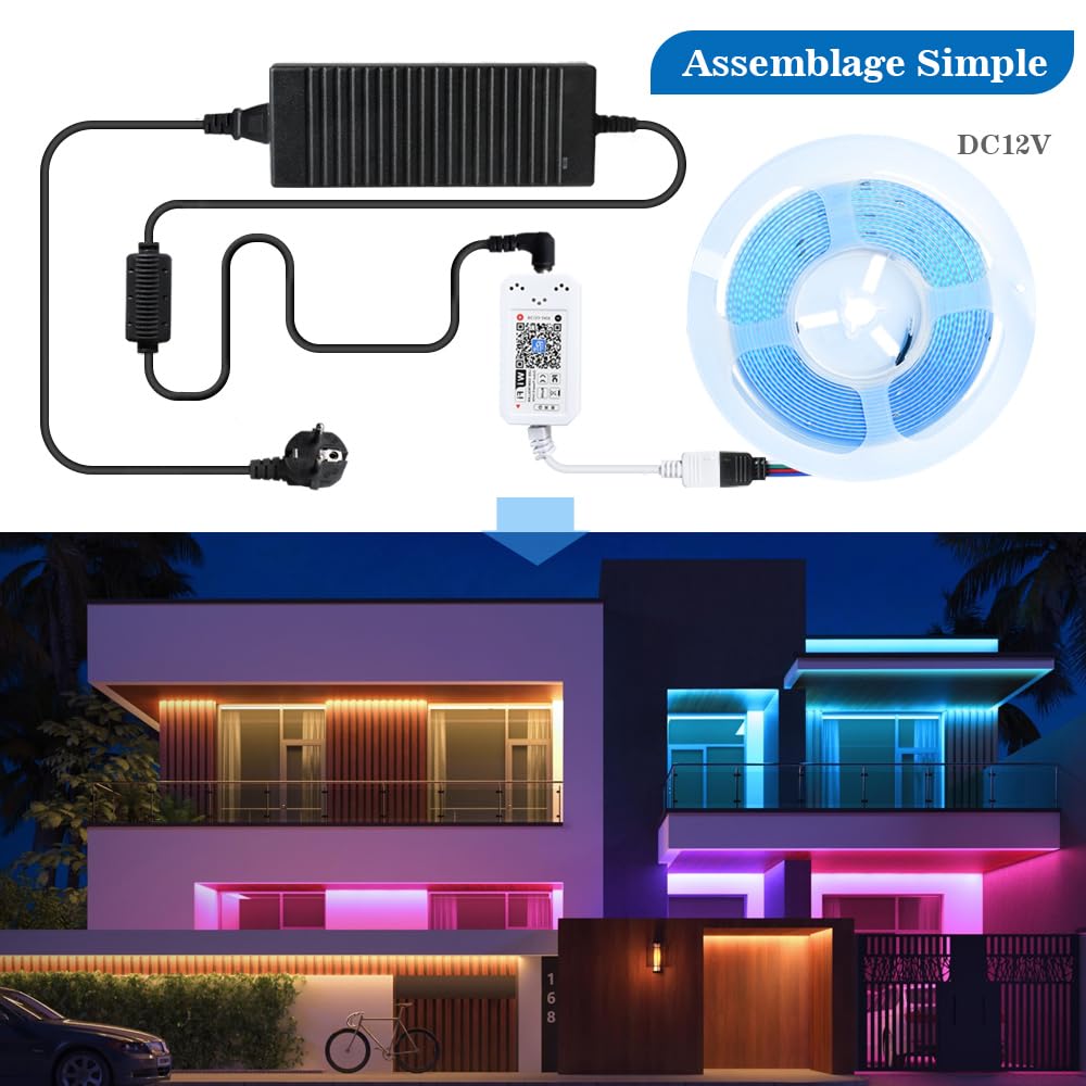 5M WIFI COB RGB LED Striscia Della Luce Della Catena 576LEDs/M 2880LEDs 24V Dimmable Deformable LED Luce Con Telecomando, Striscia Della Luce Della Banda Funziona con Google Home Assistant/Alexa