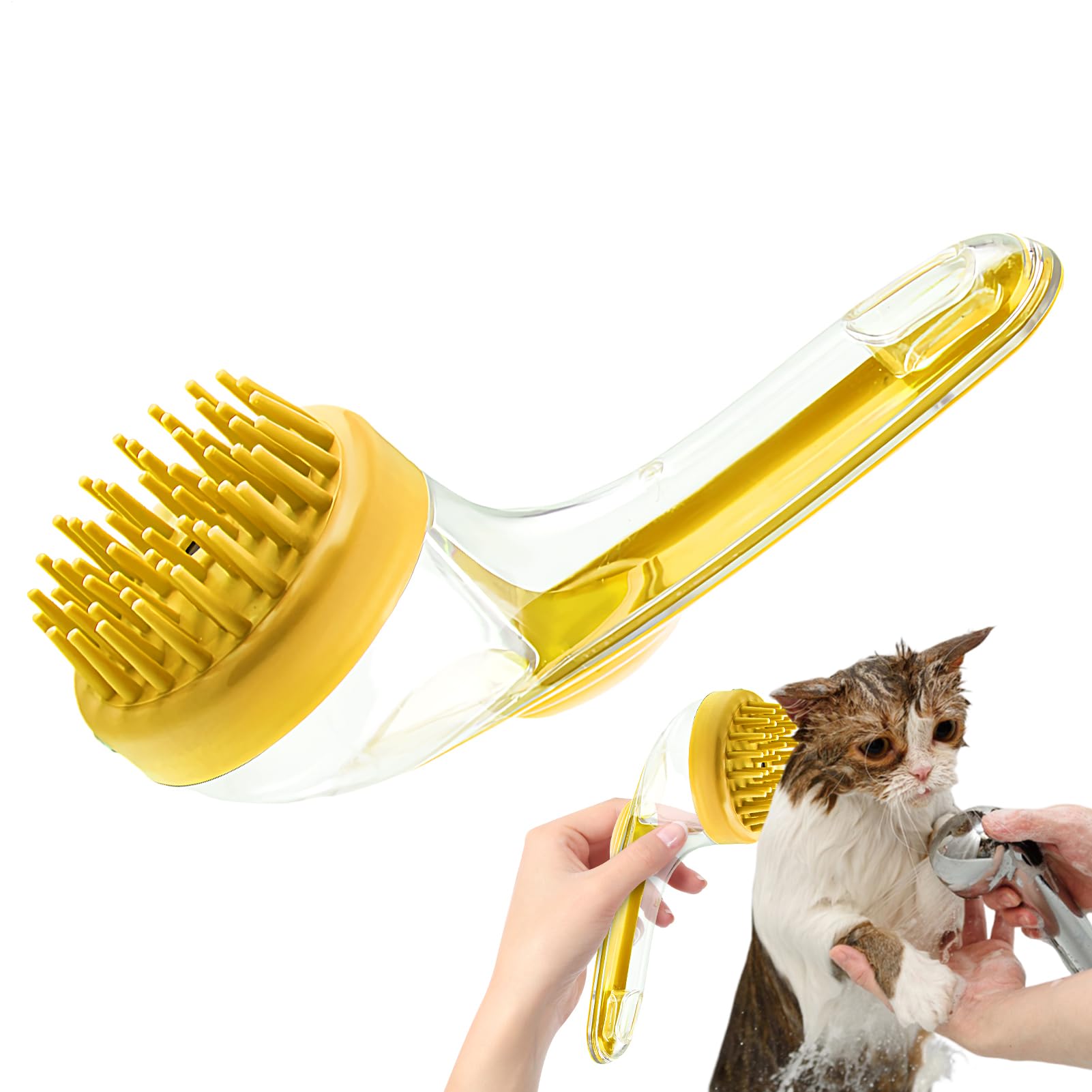 Dog Bath Brush - 7.48x2.76x3.74 in Pet Bath Massage Brush with Shampoo Dispenser | Multi-Functional Baths Brushes for Bathing | Grooming Tool Cleaner Reusable Cat Comb for Long Short Hair Small Animal