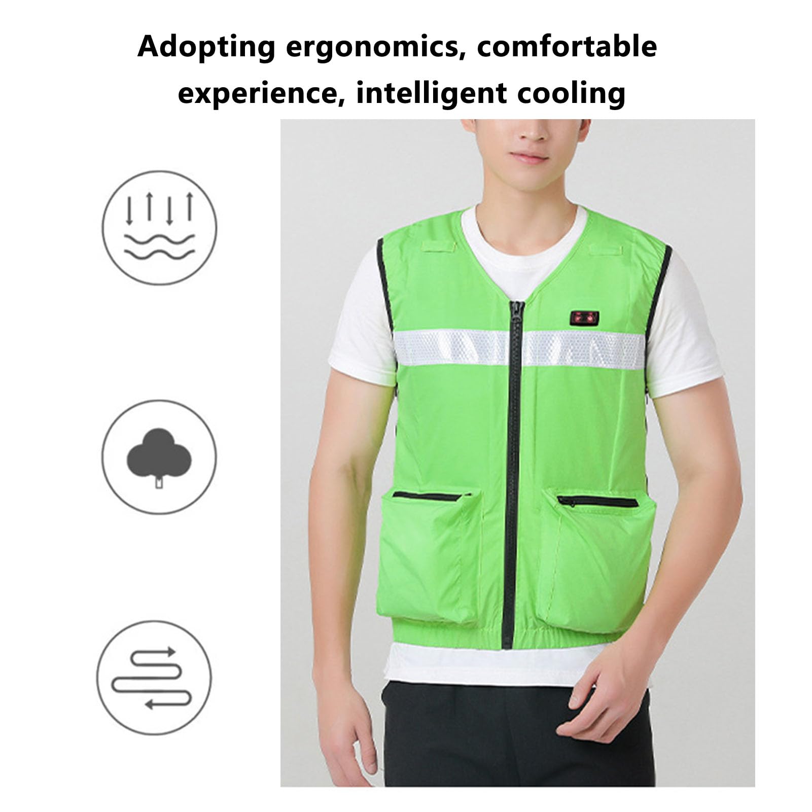 Sxhlseller Kamizelka chłodząca, wentylator cyrkulacyjny wody, chłodzenie, klimatyzowana odzież, regulowana konstrukcja dla sportowców, do pracy na świeżym powietrzu, odblaskowe paski, fluorescencyjna