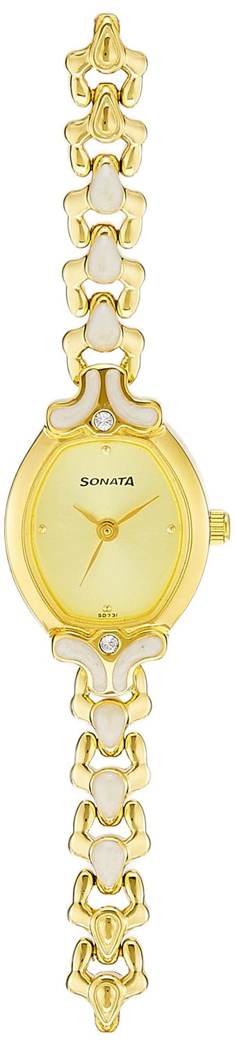Sonata Quartz Analog Champagne Dial Metal Strap Watch for Women-NS8068YM02 (B00J049SKK) Amazon Price History, Amazon Price Tracker