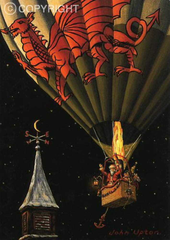 Bilingual Welsh Christmas Card by John Upton : Flying High