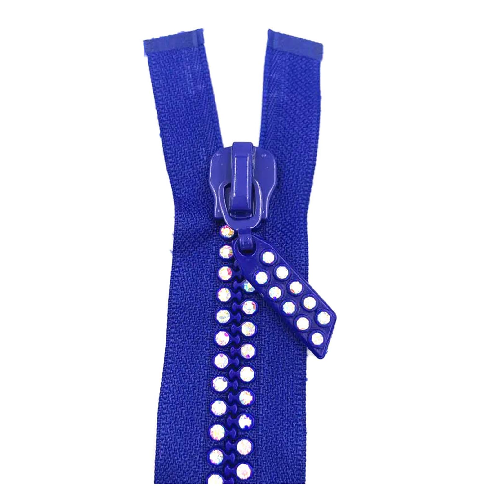 Cremallera separable de doble hebra con diamantes de imitación n.° 10 para confección de vestidos y prendas de vestir, 60 cm (24 pulgadas).,Verde,10# - 10 piezas