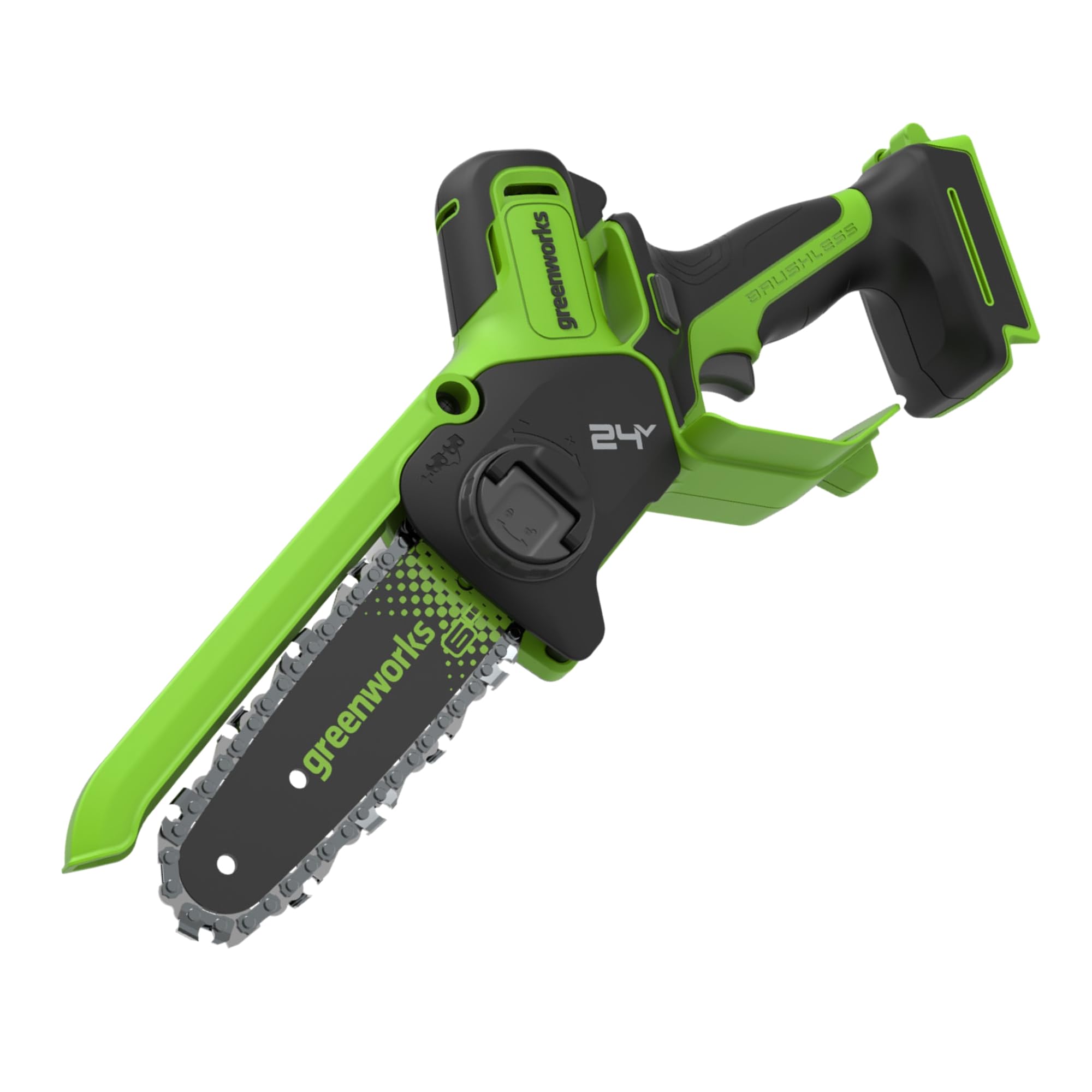Greenworks 24V 6in Mini Chainsaw, 15cm Brushless Battery Chainsaw Cordless with Auto-Oil System, 7.8m/s Cutting Speed, Electric Saw for Tree Branches, Tool only
