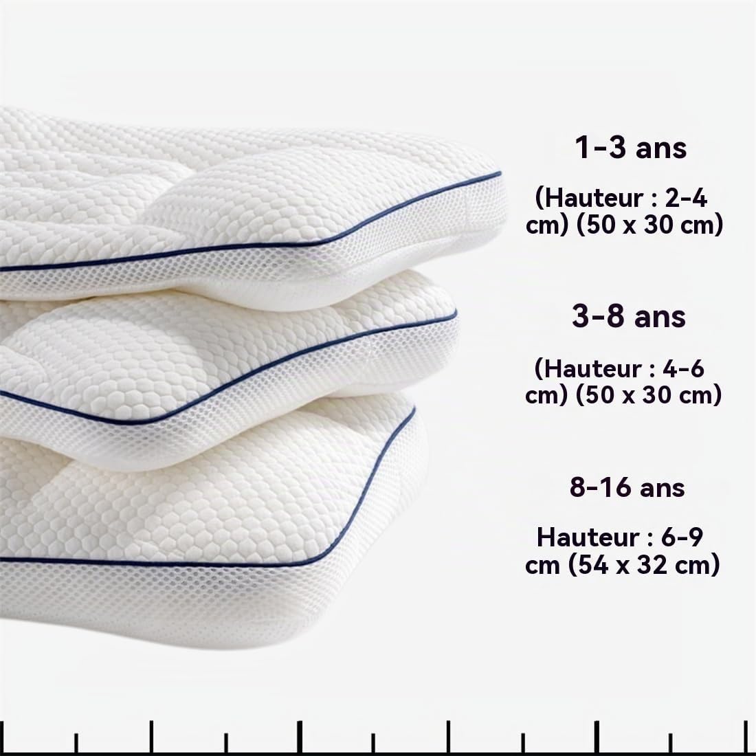Oreiller Ergonomique Enfant Mémoire de Forme – Soutien Cervical & Sommeil Réparateur – Hypoallergénique, Anti-Acariens & Housse Lavable – Idéal pour Lit, Sieste, Voyage, Filles & Garçons 3-10 Ans