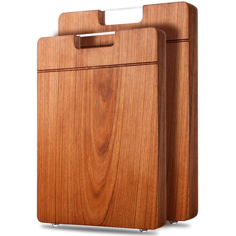 Planche à découper en bois rectangulaire avec poignée et évier intégré pour cuisine