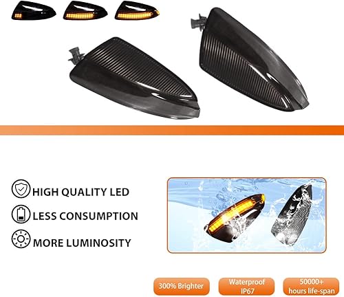 Miniatura 2 de ADIIL Lente ahumada con señal de giro secuencial LED dinámica para espejo lateral Mercedes Benz Clase ML W164 C63 AMG C300