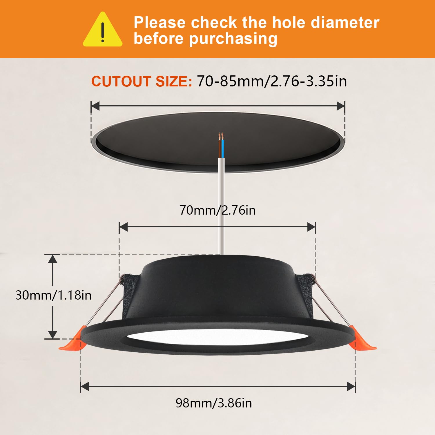 IP44 Downlight LED Techo Empotrable 5W Regulables 3000K/4000K/6000K, Aluminio die-Casting Ojo de Buey Focos AC220-240V, Orificio 70-85mm, Pack 5