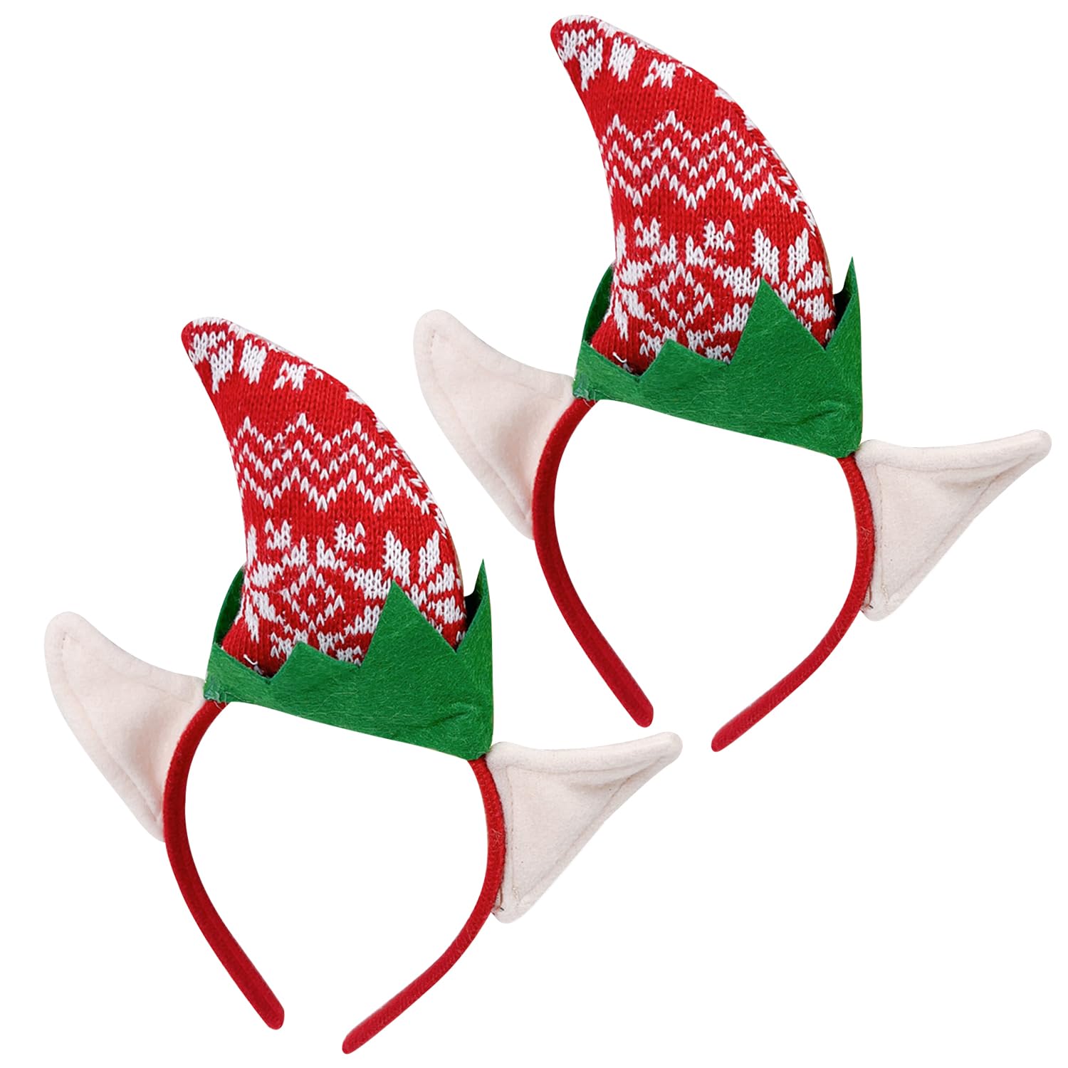 DVOFU 2Pieces Christmas Elf Ears Headband Cute Elf Hat Hair Hoop Elf Fancy Dress Costume Accessory for Santa Party Carnival Costume Masquerade