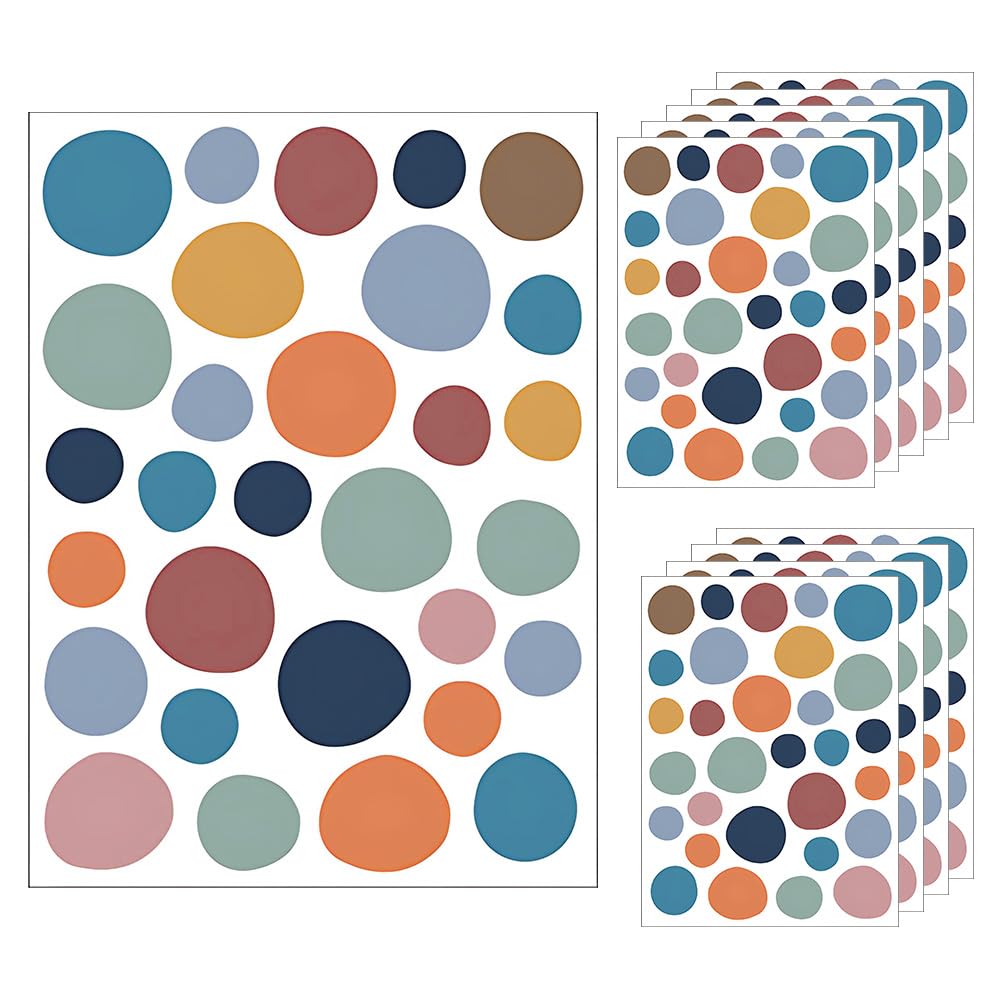 UMCHU 10 Sheets Colorful Round Wall Decal, Irregular Round Wall Decals, Colorful Dots Walls Stickers, Dots Bohemian Modern Abstract Walls Stickers, for Window, Living Room, Bedroom, DIY Decorative