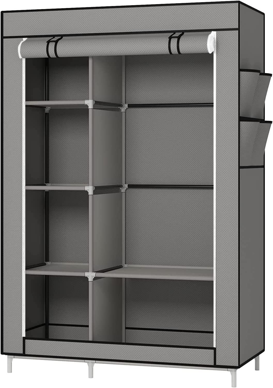 LANTUS Armoire de Rangement Pliable– Penderie Dressing Textile en Tissu Intissé avec Fermeture à Glissière – Garde-Robe Placard Camping(105 * 45 * 170cm-gris foncé)