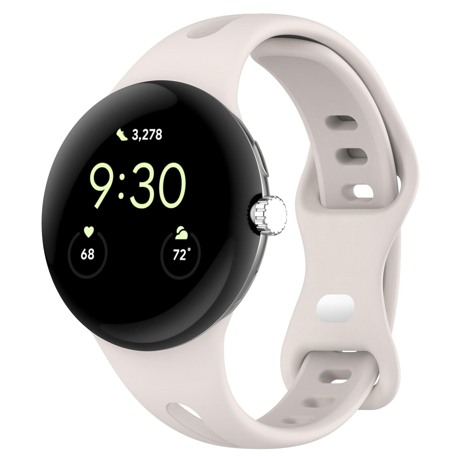 Panda Bobo Strap Compatible for Google Pixel Watch 2 / Google Pixel Watch Strap, Soft Silicone Adjustable Sport Replacement Wrist Bands for Women Men (White)