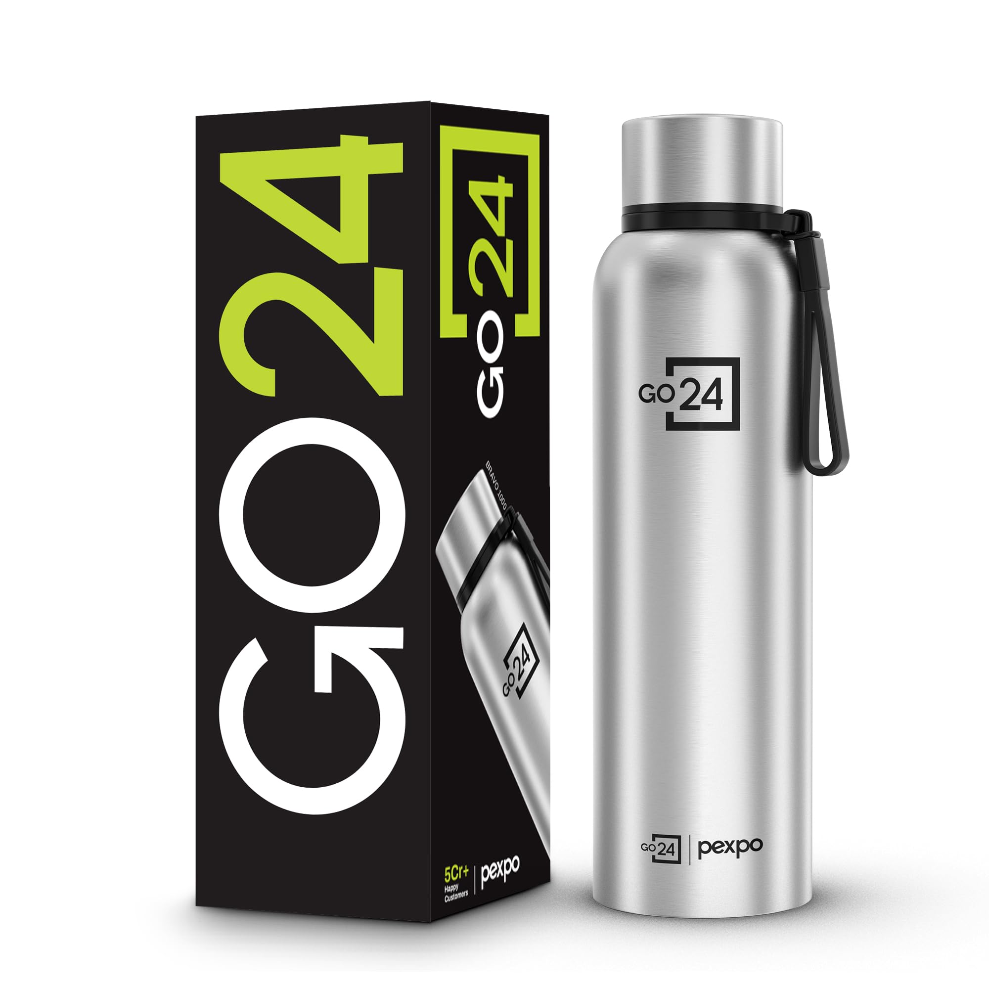 Go24 pexpo Stainless Steel Insulated Flask Bravo Silver 980ml