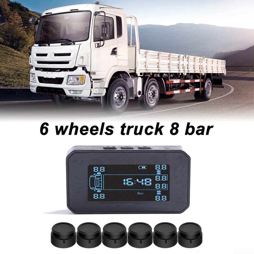 Umfassendes Reifendruckkontrollsystem für Wohnmobile 8 Bar Solarenergie mit 6 zuverlässigen Sensoren