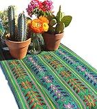 Del Mex Woven Rebozo Style Mexican Table Runner Scarf (Green)
