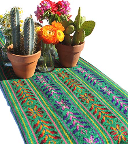 Del Mex Woven Rebozo Style Mexican Table Runner Scarf (Green) #TOP3