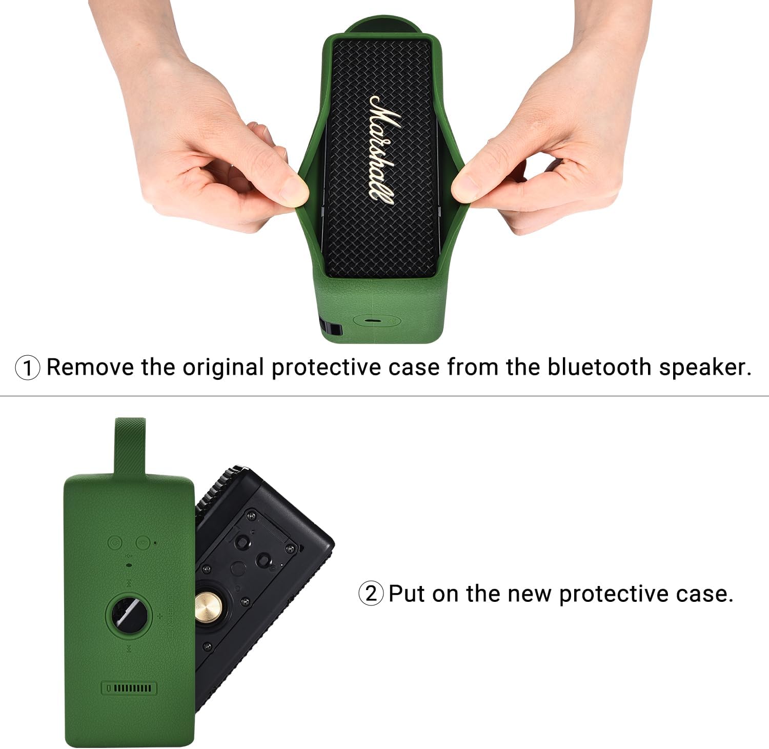 Silicone Case for Marshall EMBERTON III Portable Bluetooth Speaker,Soft Silicone Protective Case Compatible with Marshall EMBERTON III Portable Bluetooth Speaker (Green)