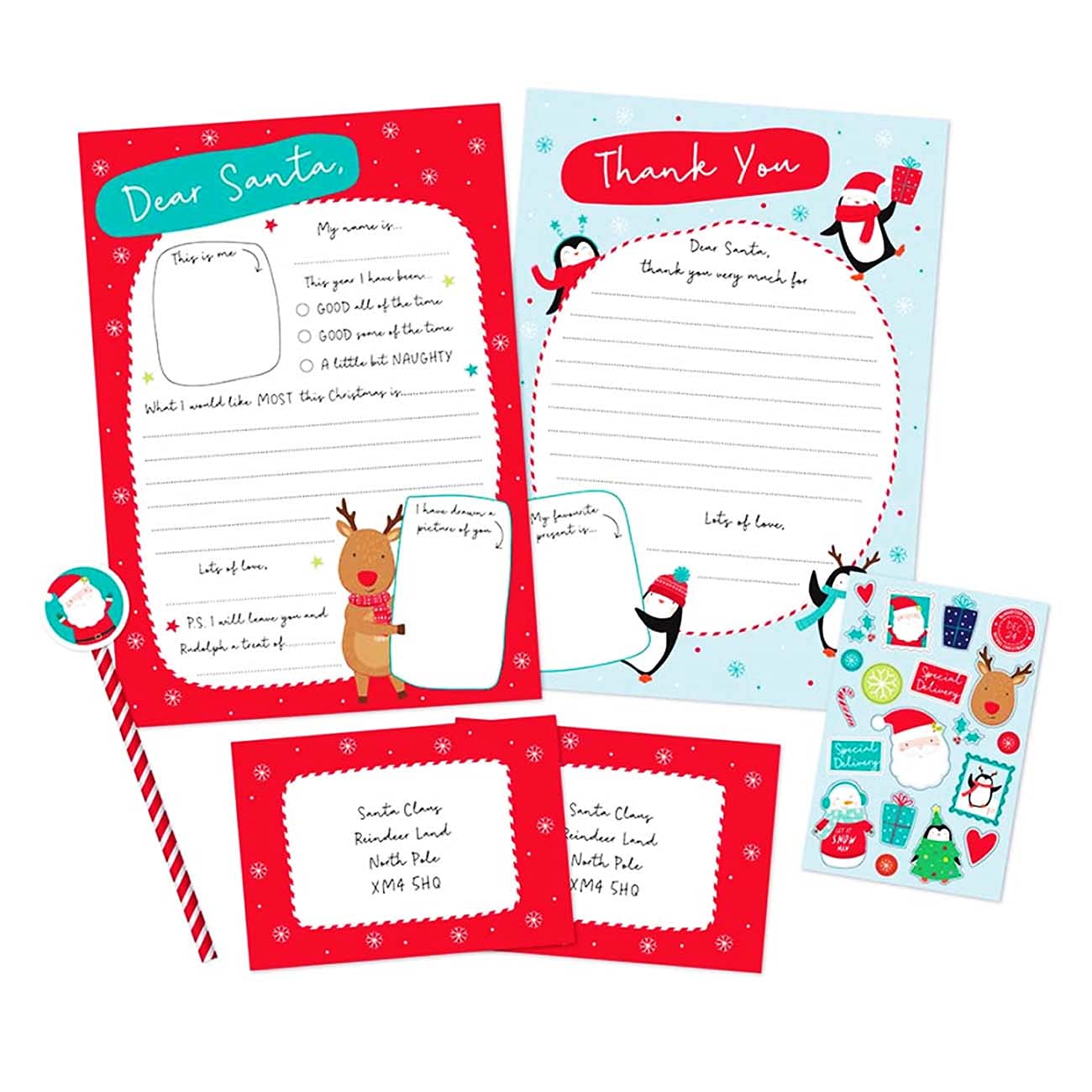 Max Solutions Kids Christmas Create Write Letter To Santa Pack Activity Pack Stickers Pencil Eraser Sticker Sheet Envelope