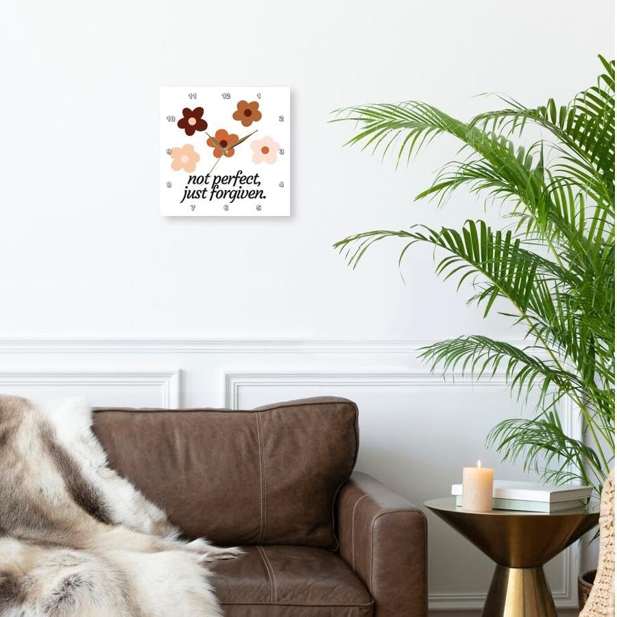 Miniatura 2 de 3dRose Wall Clock Silent - 15 inch - Not Perfect Just Forgiven Retro Rosette - Bible Verse
