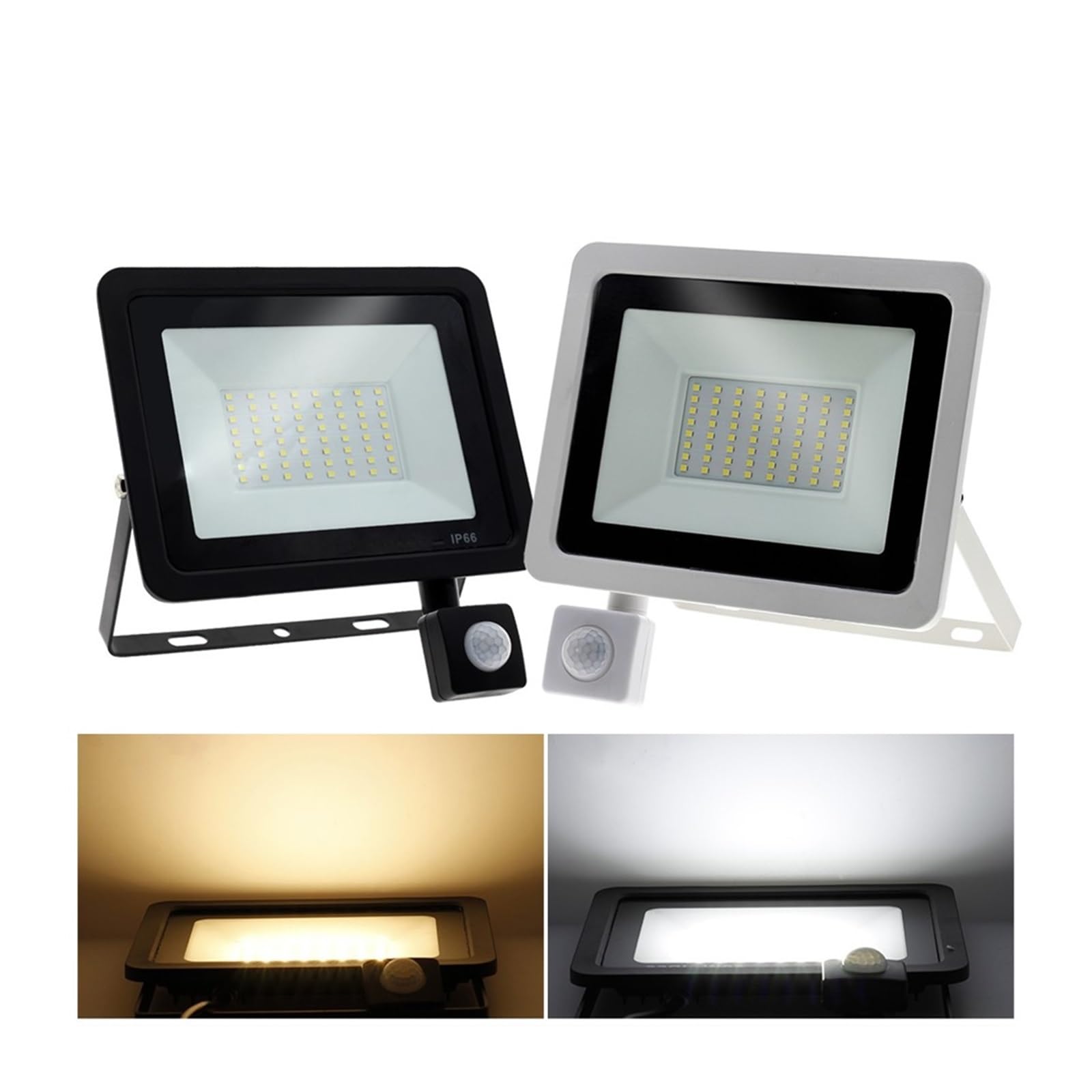 Reflektory LED na zewnątrz, Reflektor LED PIR Czujnik Ruchu Reflektor LED Światło Halogenowe Wodoodporny IP66 Reflektor Ścienny Oświetlenie Zewnętrzne Biały Ciepły Biały na podwórko, parking, patio, p